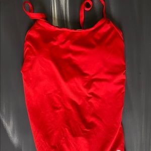 basic red one piece bathing suit